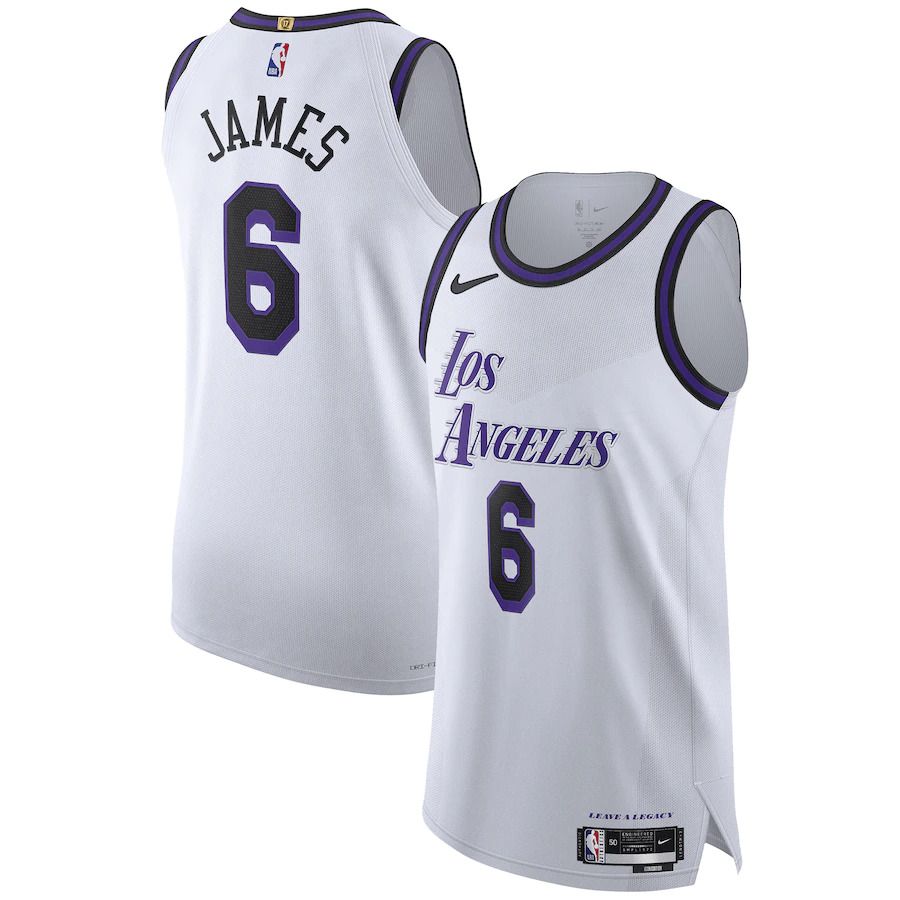 Men Los Angeles Lakers 6 LeBron James Nike White City Edition 2022-23 Authentic Jersey